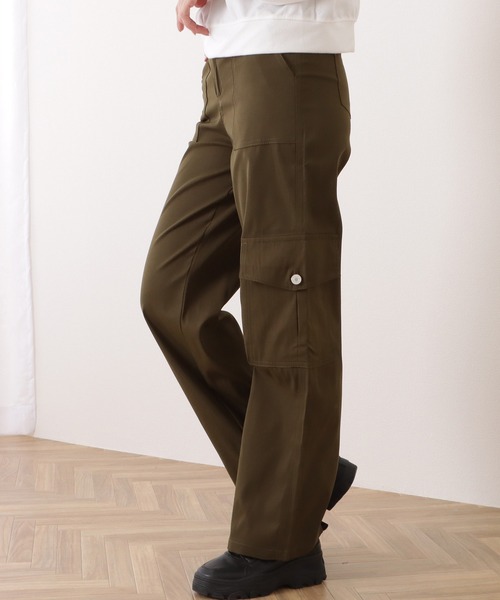 ハイウエスト ルーズ フィット ストレート カーゴ パンツ