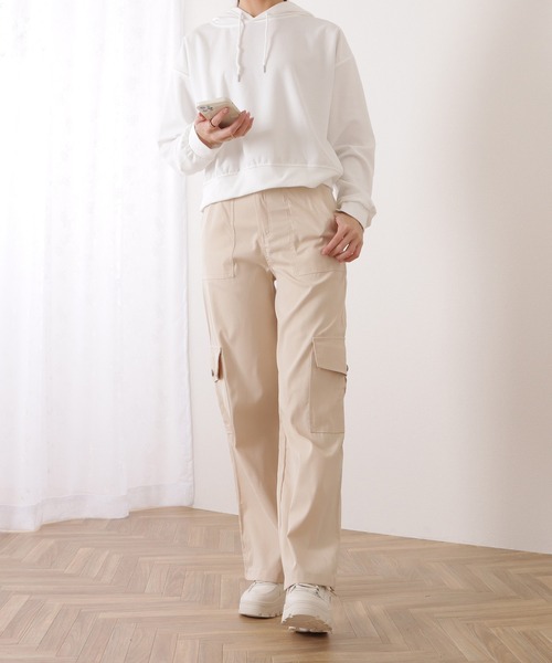 Lace Ladies(レースレディース)の「ハイウエスト ルーズ フィット ストレート カーゴ パンツ(カーゴパンツ・レディース・グリーン/ベージュ/アイボリー/ブラウン/ブラック・M/XL/L/S)」の22枚目の写真