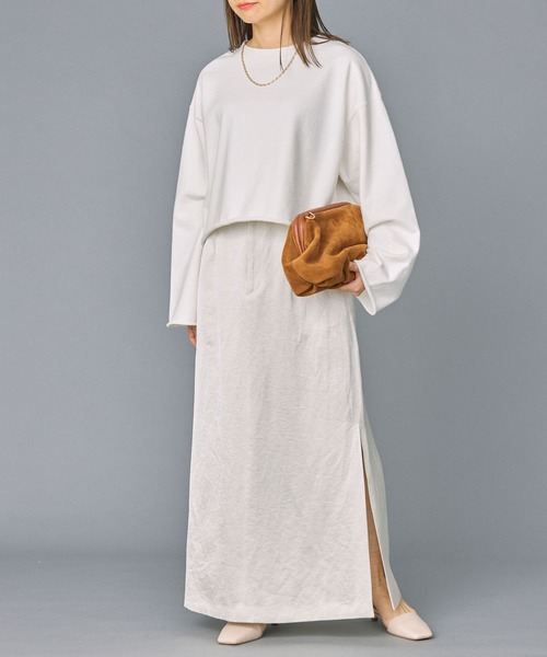 BABYLONE（バビロン）の「カットオフショートスウェット（スウェット・レディース・オフホワイト/ライトグレー・フリー）」の8枚目の写真