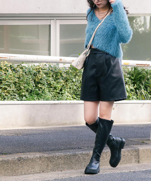 FREE'S MART（フリーズマート）の「［WEB限定］フェザーショート丈カーディガン（カーディガン/ボレロ・レディース・グリーン/ホワイト/ブルー/ネイビー/パープル・FREE）」の8枚目の写真