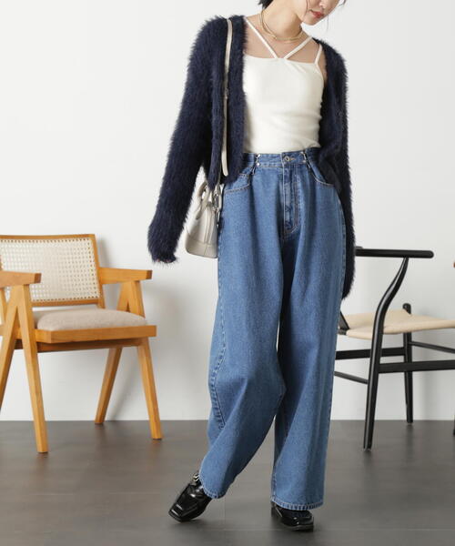 FREE'S MART（フリーズマート）の「［WEB限定］フェザーショート丈カーディガン（カーディガン/ボレロ・レディース・グリーン/ホワイト/ブルー/ネイビー/パープル・FREE）」の13枚目の写真