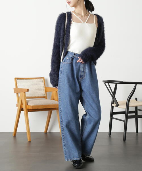 FREE'S MART（フリーズマート）の「［WEB限定］フェザーショート丈カーディガン（カーディガン/ボレロ・レディース・グリーン/ホワイト/ブルー/ネイビー/パープル・FREE）」の15枚目の写真