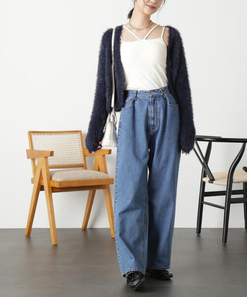 FREE'S MART（フリーズマート）の「［WEB限定］フェザーショート丈カーディガン（カーディガン/ボレロ・レディース・グリーン/ホワイト/ブルー/ネイビー/パープル・FREE）」の16枚目の写真