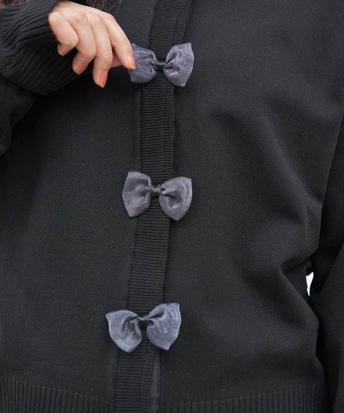 MERLOT（メルロー）の「オーガンジーリボンカーディガン（カーディガン/ボレロ・レディース・ナチュラル/レッド/ブラック・FREE）」の6枚目の写真