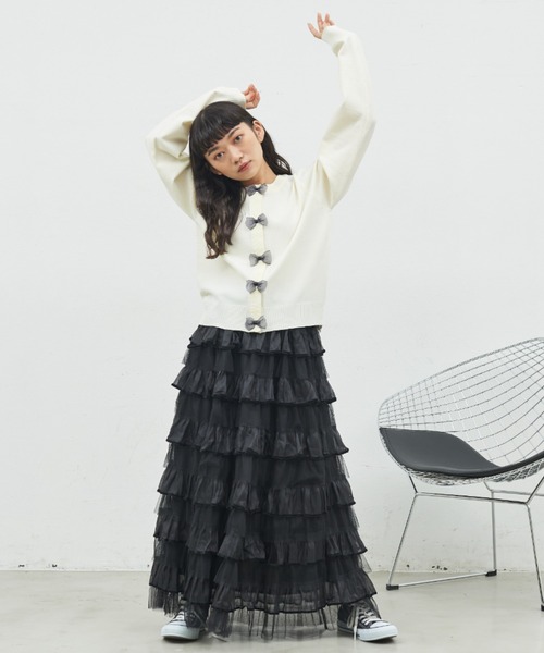 MERLOT（メルロー）の「オーガンジーリボンカーディガン（カーディガン/ボレロ・レディース・ナチュラル/レッド/ブラック・FREE）」の14枚目の写真