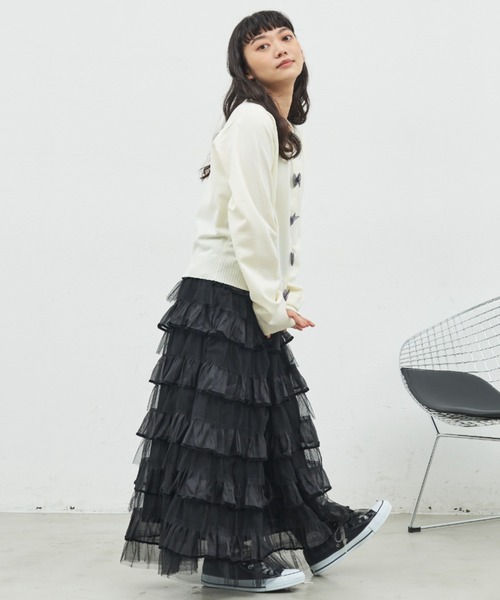 MERLOT（メルロー）の「オーガンジーリボンカーディガン（カーディガン/ボレロ・レディース・ナチュラル/レッド/ブラック・FREE）」の12枚目の写真