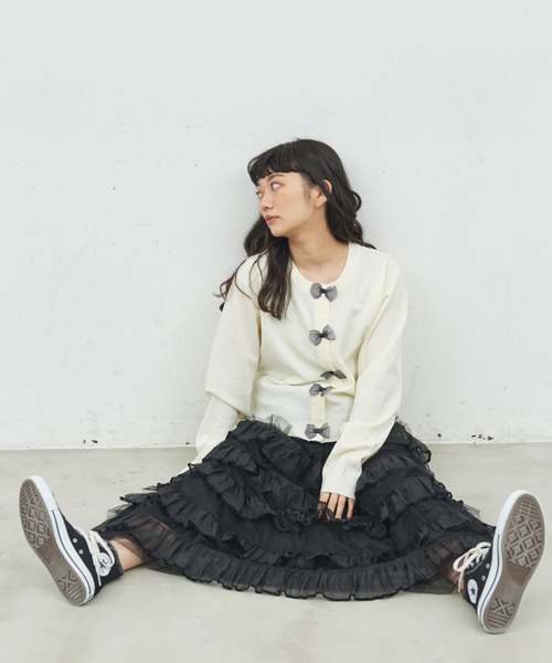 MERLOT（メルロー）の「オーガンジーリボンカーディガン（カーディガン/ボレロ・レディース・ナチュラル/レッド/ブラック・FREE）」の15枚目の写真