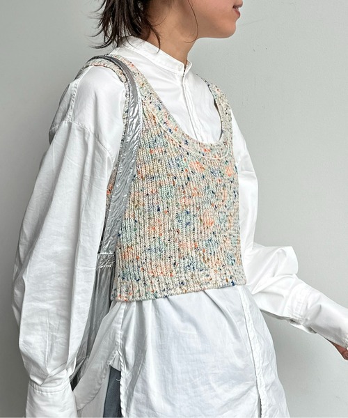 CPCM（シーピーシーエム）の「MIX糸ニットビスチェ（ベスト・レディース・ブルー/グリーン/オレンジ・F）」の7枚目の写真