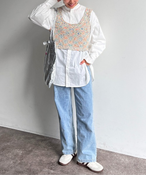 CPCM（シーピーシーエム）の「MIX糸ニットビスチェ（ベスト・レディース・ブルー/グリーン/オレンジ・F）」の11枚目の写真