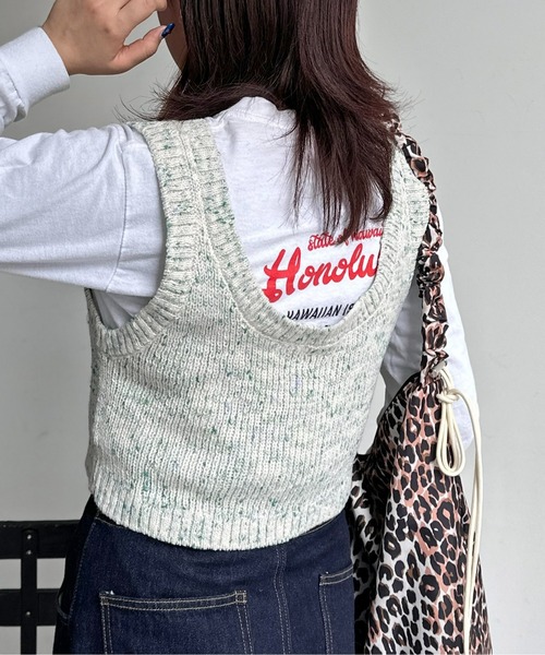 CPCM（シーピーシーエム）の「MIX糸ニットビスチェ（ベスト・レディース・ブルー/グリーン/オレンジ・F）」の15枚目の写真