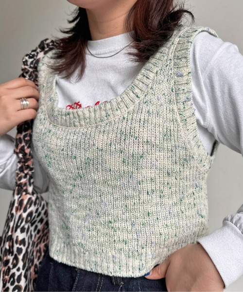 CPCM（シーピーシーエム）の「MIX糸ニットビスチェ（ベスト・レディース・ブルー/グリーン/オレンジ・F）」の18枚目の写真