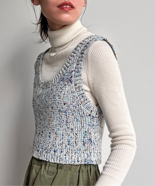 CPCM（シーピーシーエム）の「MIX糸ニットビスチェ（ベスト・レディース・ブルー/グリーン/オレンジ・F）」の21枚目の写真