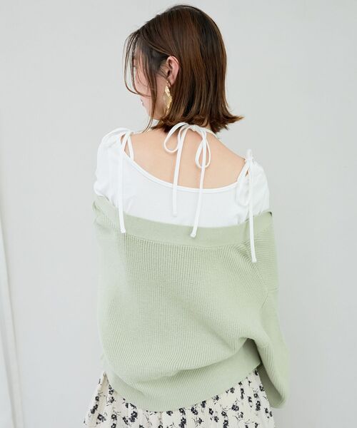 MAJESTIC LEGON（マジェスティックレゴン）の「バレリーナネックリボントップス（Tシャツ/カットソー・レディース・ブラック/グレー/オフホワイト・MEDIUM）」の6枚目の写真