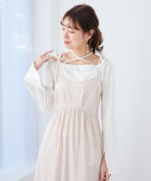 MAJESTIC LEGON（マジェスティックレゴン）の「バレリーナネックリボントップス（Tシャツ/カットソー・レディース・ブラック/グレー/オフホワイト・MEDIUM）」の9枚目の写真