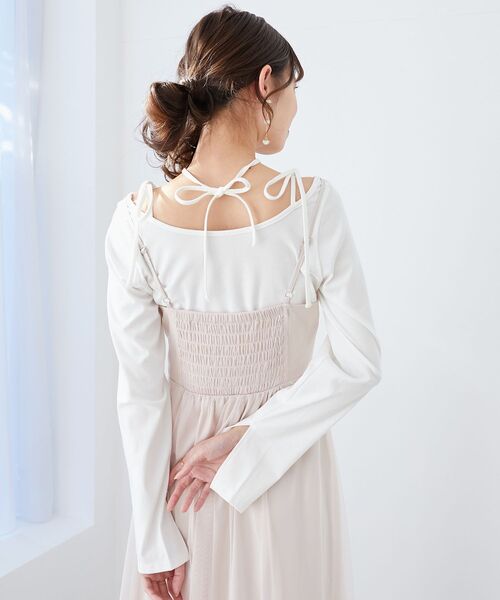 MAJESTIC LEGON（マジェスティックレゴン）の「バレリーナネックリボントップス（Tシャツ/カットソー・レディース・ブラック/グレー/オフホワイト・MEDIUM）」の10枚目の写真