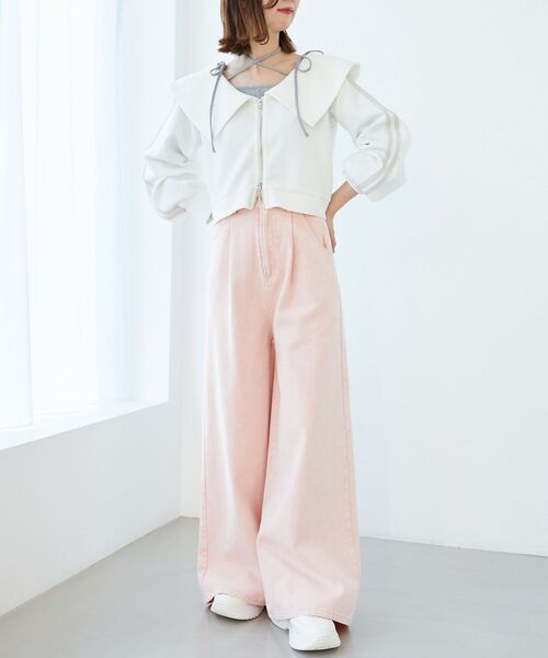 MAJESTIC LEGON（マジェスティックレゴン）の「バレリーナネックリボントップス（Tシャツ/カットソー・レディース・ブラック/グレー/オフホワイト・MEDIUM）」の11枚目の写真