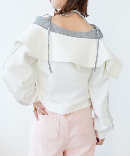 MAJESTIC LEGON（マジェスティックレゴン）の「バレリーナネックリボントップス（Tシャツ/カットソー・レディース・ブラック/グレー/オフホワイト・MEDIUM）」の15枚目の写真