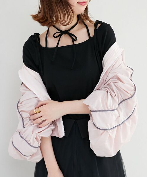 MAJESTIC LEGON（マジェスティックレゴン）の「バレリーナネックリボントップス（Tシャツ/カットソー・レディース・ブラック/グレー/オフホワイト・MEDIUM）」の19枚目の写真