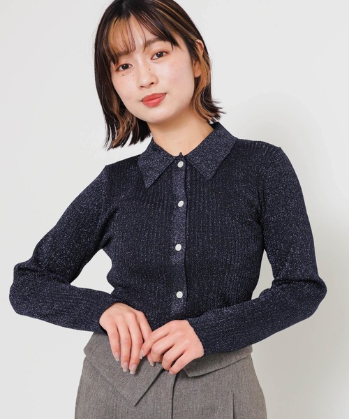 SENSE OF PLACE by URBAN RESEARCH(センスオブプレイスバイアーバンリサーチ)の「ラメニットコンパクトカーディガン(ニット/セーター・レディース・グレー/ネイビー/イエロー・ONE)」の22枚目の写真