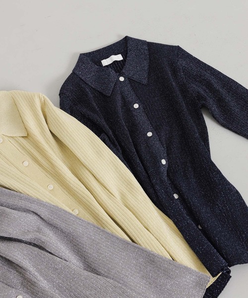 SENSE OF PLACE by URBAN RESEARCH(センスオブプレイスバイアーバンリサーチ)の「ラメニットコンパクトカーディガン(ニット/セーター・レディース・グレー/ネイビー/イエロー・ONE)」の17枚目の写真