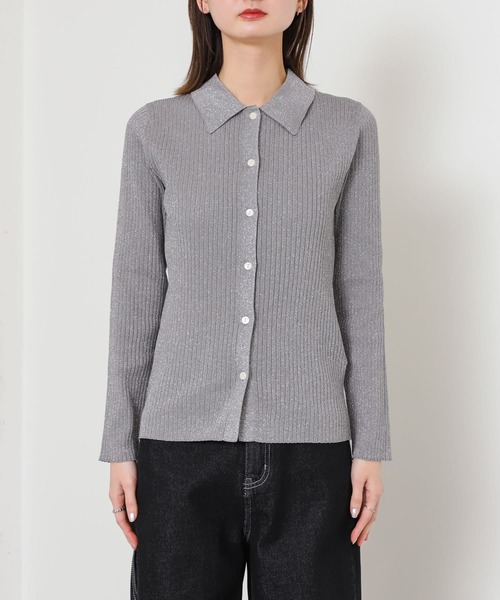 SENSE OF PLACE by URBAN RESEARCH(センスオブプレイスバイアーバンリサーチ)の「ラメニットコンパクトカーディガン(ニット/セーター・レディース・グレー/ネイビー/イエロー・ONE)」の16枚目の写真