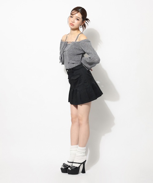 SPIRALGIRL(スパイラルガール)の「メッシュ編みネップニットアンサンブル(アンサンブル・レディース・グレー/ホワイト/ピンク・FREE)」の12枚目の写真