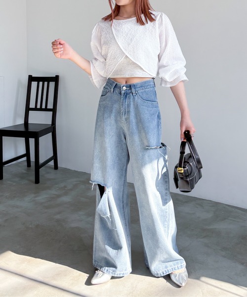 EPIMI E'PIMMY(エピミエピミー)の「2WAYカシュクールプルオーバー(シャツ/ブラウス・レディース・オフホワイト/グレー/ブラック・MEDIUM)」の4枚目の写真