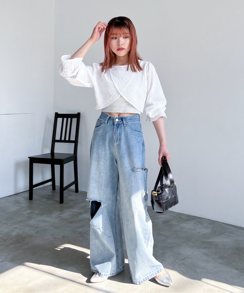 EPIMI E'PIMMY(エピミエピミー)の「2WAYカシュクールプルオーバー(シャツ/ブラウス・レディース・オフホワイト/グレー/ブラック・MEDIUM)」の8枚目の写真
