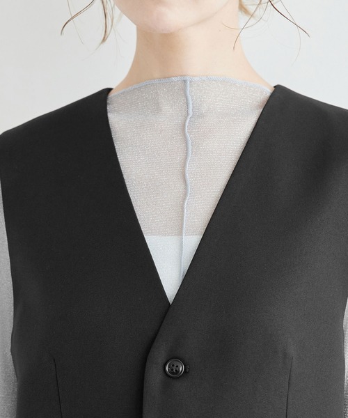 ROPE' PICNIC（ロペピクニック）の「ブライトシリーズ/ノーカラーベスト/セットアップ対応（ベスト・レディース・ブラック/ベージュ/ネイビー・38）」の14枚目の写真