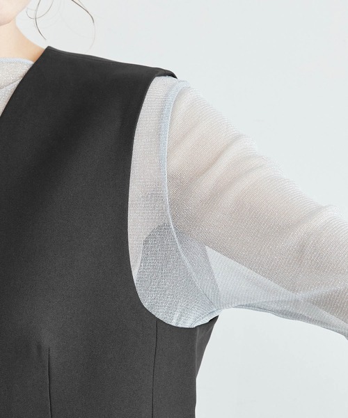 ROPE' PICNIC（ロペピクニック）の「ブライトシリーズ/ノーカラーベスト/セットアップ対応（ベスト・レディース・ブラック/ベージュ/ネイビー・38）」の16枚目の写真