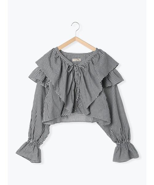 Samansa Mos2(サマンサ モスモス)の「フリルカラーボレロブラウス(シャツ/ブラウス・レディース・ブラック/オフホワイト/イエロー/ネイビー・F)」の2枚目の写真