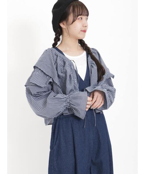 Samansa Mos2(サマンサ モスモス)の「フリルカラーボレロブラウス(シャツ/ブラウス・レディース・ブラック/オフホワイト/イエロー/ネイビー・F)」の5枚目の写真