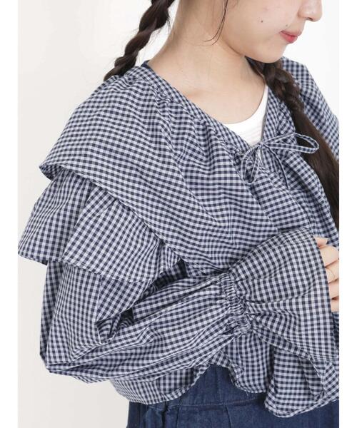 Samansa Mos2(サマンサ モスモス)の「フリルカラーボレロブラウス(シャツ/ブラウス・レディース・ブラック/オフホワイト/イエロー/ネイビー・F)」の8枚目の写真