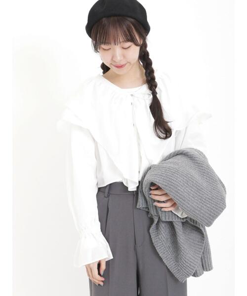 Samansa Mos2(サマンサ モスモス)の「フリルカラーボレロブラウス(シャツ/ブラウス・レディース・ブラック/オフホワイト/イエロー/ネイビー・F)」の14枚目の写真