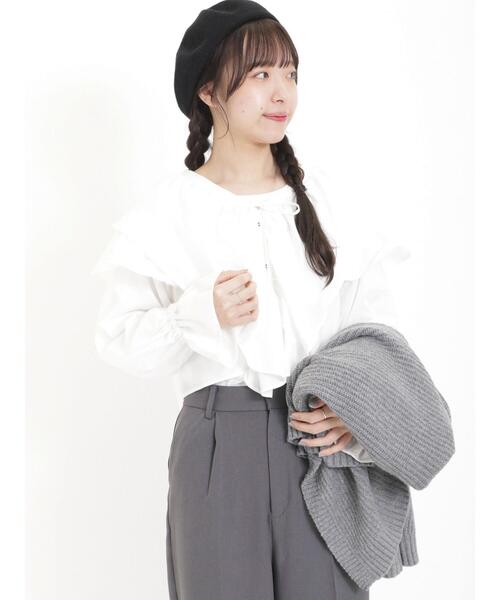 Samansa Mos2(サマンサ モスモス)の「フリルカラーボレロブラウス(シャツ/ブラウス・レディース・ブラック/オフホワイト/イエロー/ネイビー・F)」の15枚目の写真