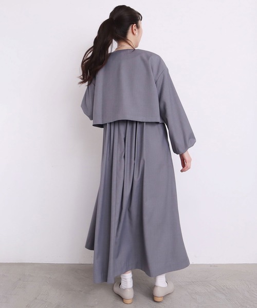 l'atelier du savon（アトリエドサボン）の「プリーツタック　ノースリワンピース（ワンピース・レディース・ブラック/グレー・FREE）」の12枚目の写真