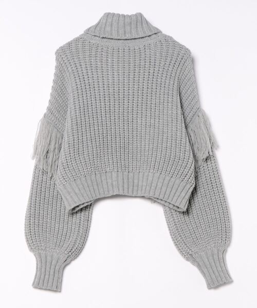 EGOIST（エゴイスト）の「ショルダーフリンジタートルネックニットトップス（ニット/セーター・レディース・ベージュ/グレー/ブラック/レッド・FREE）」の5枚目の写真