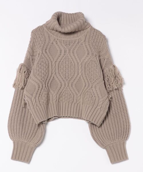 EGOIST（エゴイスト）の「ショルダーフリンジタートルネックニットトップス（ニット/セーター・レディース・ベージュ/グレー/ブラック/レッド・FREE）」の21枚目の写真