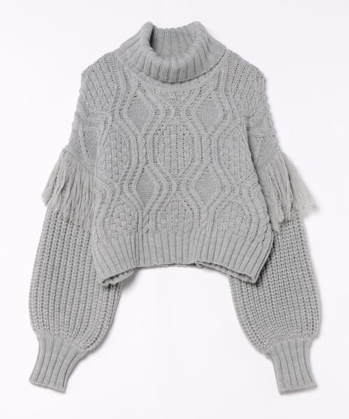 EGOIST（エゴイスト）の「ショルダーフリンジタートルネックニットトップス（ニット/セーター・レディース・ベージュ/グレー/ブラック/レッド・FREE）」の22枚目の写真