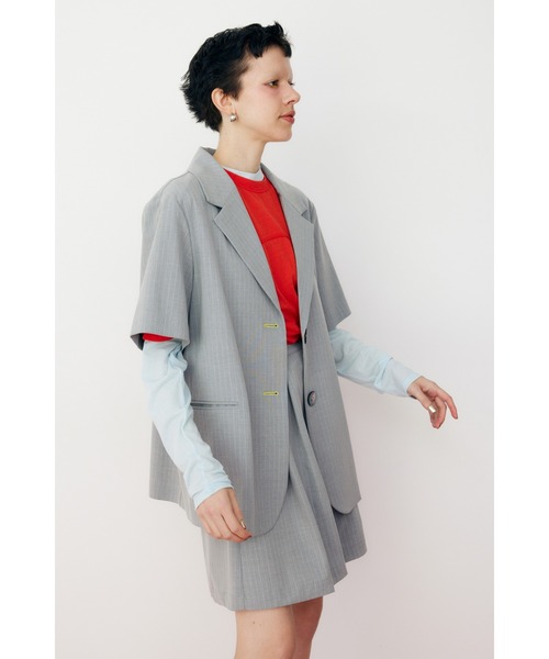 HeRIN.CYE（ヘリンドットサイ）の「Stripe half sleeve jacket　ストライプハーフスリーブジャケット（テーラードジャケット・レディース・ブルー系その他3/グレー系その他・FREE）」の7枚目の写真