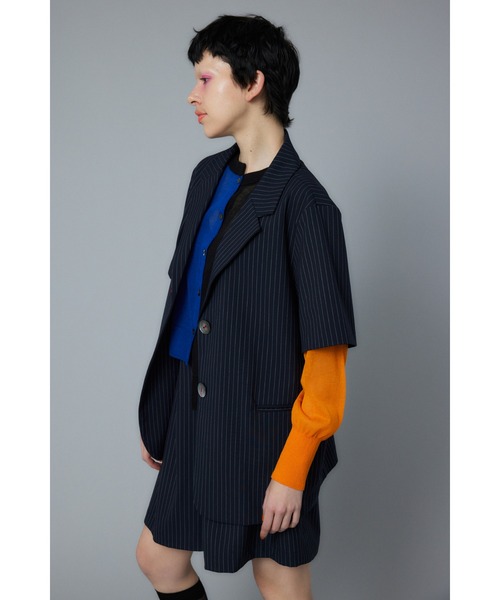 HeRIN.CYE（ヘリンドットサイ）の「Stripe half sleeve jacket　ストライプハーフスリーブジャケット（テーラードジャケット・レディース・ブルー系その他3/グレー系その他・FREE）」の10枚目の写真