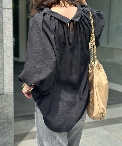 RANAN(ラナン)の「バルーンスリーブシアーブラウス(シャツ/ブラウス・レディース・オフホワイト/ブラック/ライラック・LL/L/M)」の4枚目の写真