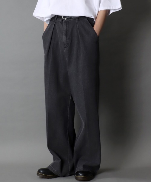 セール】1Tuck Wide Straight Denim Pants/1タック ワイド