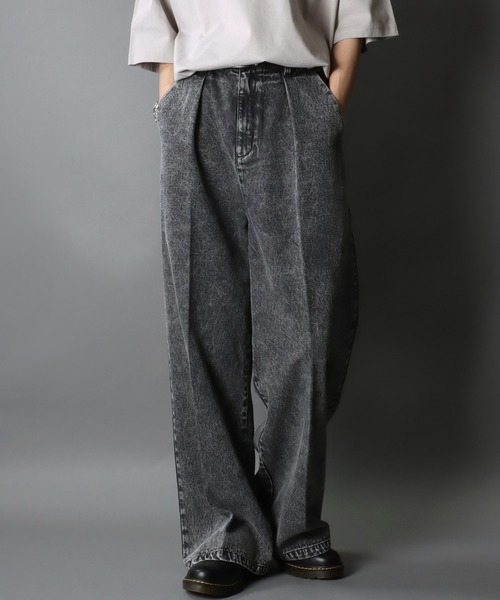 HIROKI TSUZUKI グレー デニム ワイドシルエット ショートパンツ HIROKI TSUZUKI グレー デニム ワイドシルエット ショートパンツ