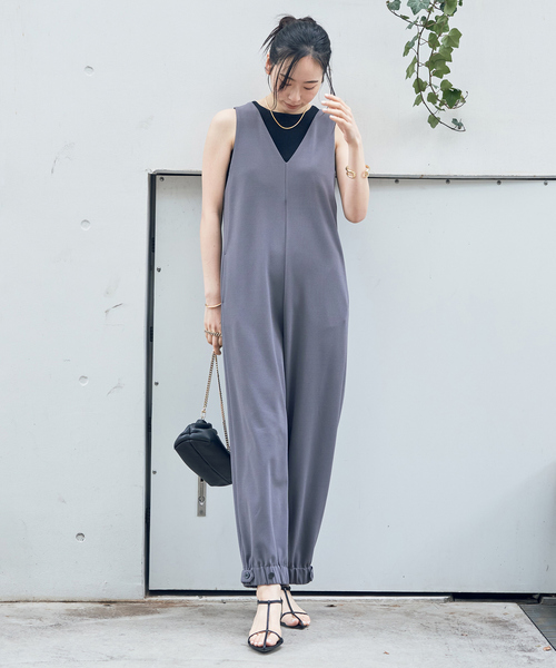 Rouge vif（ルージュヴィフ）の「【一部店舗限定】前後２WAYジョーゼットオールインワン（つなぎ/オールインワン・レディース・チャコールグレー/ブラック・フリー）」の7枚目の写真