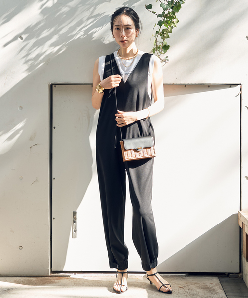 Rouge vif（ルージュヴィフ）の「【一部店舗限定】前後２WAYジョーゼットオールインワン（つなぎ/オールインワン・レディース・チャコールグレー/ブラック・フリー）」の15枚目の写真