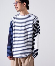 GLOSTER | 【GLOSTER/グロスター】バスクボーダー  エルボーパッチ ボーダーロンT(Tシャツ/カットソー)