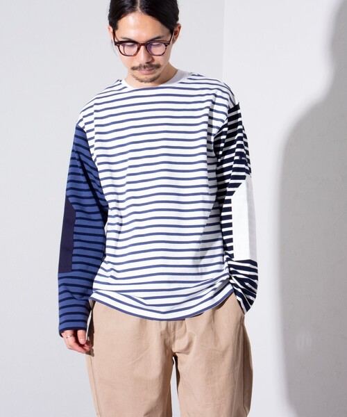 GLOSTER（グロスター）の「【GLOSTER/グロスター】バスクボーダー  エルボーパッチ ボーダーロンT（Tシャツ/カットソー・メンズ・グリーン系その他3/ブルー系その他7/ホワイト系その他4/ブルー系その他3/ホワイト系その他6・L/M/S）」の8枚目の写真