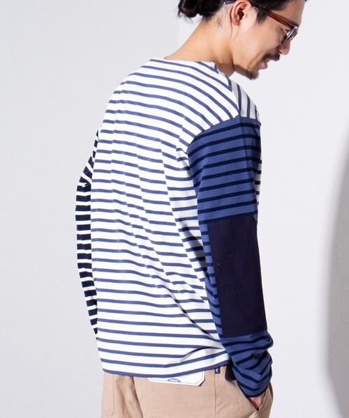 GLOSTER（グロスター）の「【GLOSTER/グロスター】バスクボーダー  エルボーパッチ ボーダーロンT（Tシャツ/カットソー・メンズ・グリーン系その他3/ブルー系その他7/ホワイト系その他4/ブルー系その他3/ホワイト系その他6・L/M/S）」の11枚目の写真