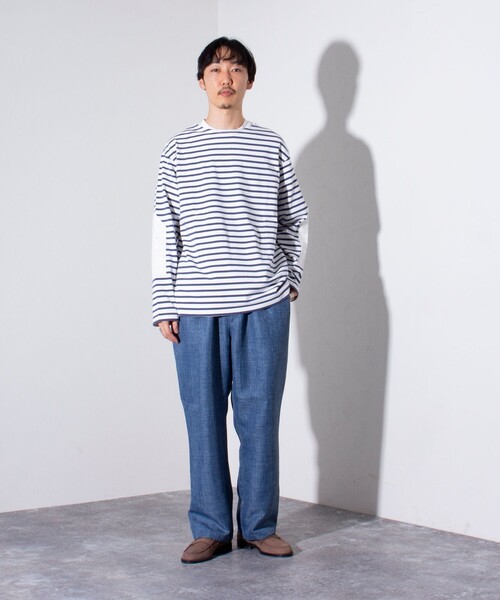 GLOSTER（グロスター）の「【GLOSTER/グロスター】バスクボーダー  エルボーパッチ ボーダーロンT（Tシャツ/カットソー・メンズ・グリーン系その他3/ブルー系その他7/ホワイト系その他4/ブルー系その他3/ホワイト系その他6・L/M/S）」の16枚目の写真